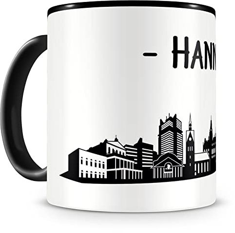 Samunshi® Hannover Skyline Tasse Kaffeetasse Teetasse H:95mm/D:82mm schwarz