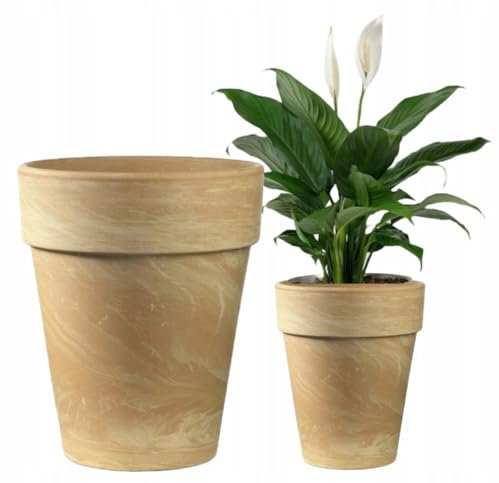 Pot de fleurs rond en terre cuite décorative 21 x 25 cm