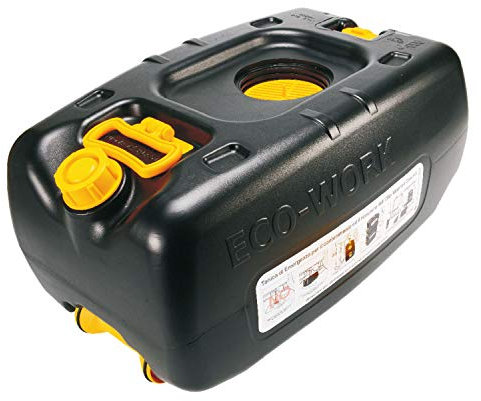 ECO-WORK® 36LT - tanica di emergenza da 36 litri per il recupero & contenimento dell’olio minerale esausto prodotto da officine e mezzi pesanti con trolley, impilabile, plastica, nero