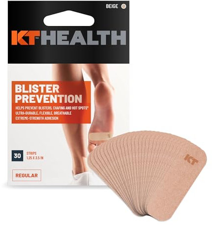 KT - Ruban de prévention des ampoules prédécoupé - 30 bandes/9 cm - Plâtre pour athlète - Prévient les blessures par abrasion - Ultra résistant - Flexible - Respirant - Jusqu'à 2 jours