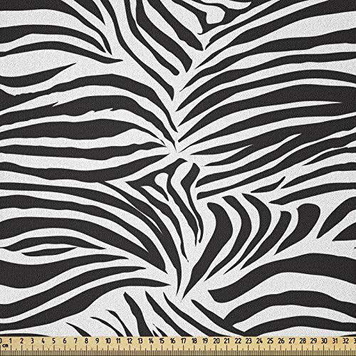 ABAKUHAUS Schwarz-Weiss Stoff als Meterware, Wilde Zebra-Linien, Microfaser Stoff für Dekoratives Basteln, 1M (230x100cm), Schwarz und Weiß