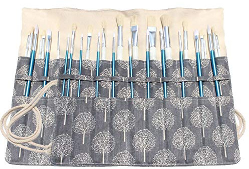 Künstler-Pinseltasche aus Leinen, klassischer Stil, Schutzbeutel zum Aufbewahren von Acrylfarben, Aquarellfarbe, Ölkreide- und Zeichenstiften D