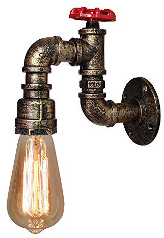 Wandleuchte aus Wasserrohr, industriell, E27, Retro, Deckenleuchte mit amerikanischem Vintage-Stil, kreativer Stil, Dekoration für Schlafzimmer, Wohnzimmer, Küche (Bronze)