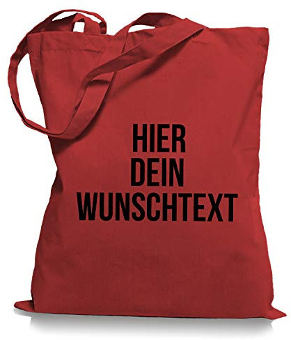 Ma2ca Stoffbeutel Jutebeutel mit Wunschtext/Selber gestalten mit dem Amazon T-Shirt Designer/Beutel Druck/Designertool Tragetasche/Bag/Jutebeutel WM1-classic_red