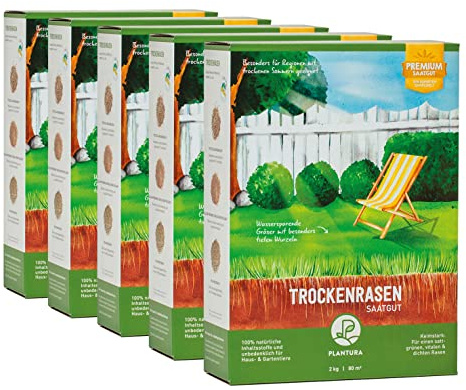 Plantura Trockenrasen, 10 kg, wassersparende Rasensamen für trockene Regionen, Premium-Saatgut