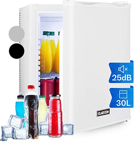 KLARSTEIN Mini Frigo da Camera, Frigo Portatile da Camera, Frigorifero Piccolo da Ufficio, Mini Frigo Bar da Camera con LED, Ripiani Rimovibili, Mini Frigo Portatile Campeggio e Skin Care 5-15°C, 30L
