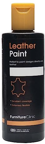 Furniture Clinic Leather Paint - For painting all leathers: footwear, handbags, clothing, etc. Flexible and Durable (White, 125ml)