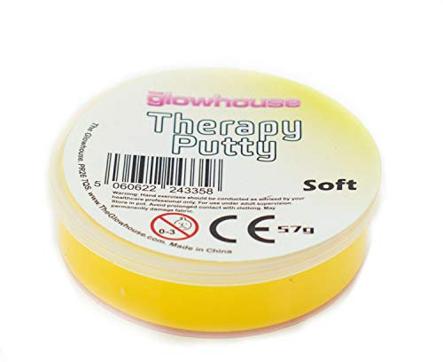 Premium Therapie Knete Quetschbar Ungiftig Handübung Anti Stress für Erwachsene & Kinder 57g (Gelb - Weich)