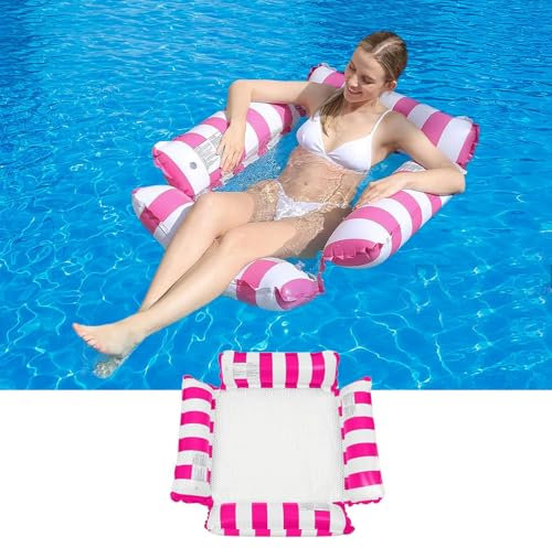 Hamaca Flotante,Hamaca Piscina,Arco-Nudo de la Piscina Hamaca,Hamaca de Piscina 4 en 1,Hamaca Inflable Flotante Plegable,Los Mejores Regalos de Verano para Adultos y Niños (Rosa)