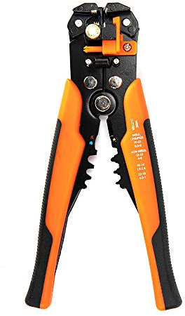 RZJZGZ Automatic Wire Stripper 10-24 AWG, 0.2-6.0mm² 3-in-1 Self-Adjusting Wire Cutter, Automatic Cable Stripper, Cable Stripper and Terminal Crimper (Orange)