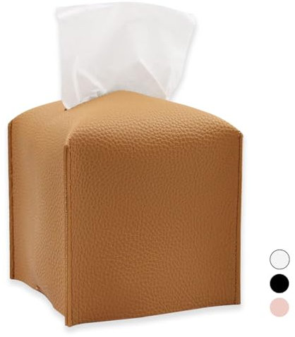 Portafazzoletti, Portafazzoletti di Carta, Scatola per Fazzoletti per Soggiorno Bagno Cucina Ufficio Auto, Scatola Portafazzoletti in Morbida Pelle, Quadrata, Cuoio Addensare,13 x 13 x 13 cm - Marrone