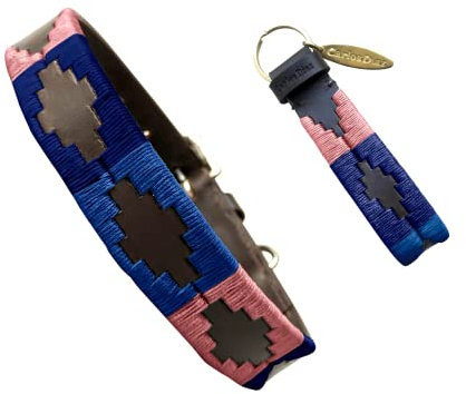 Carlos Diaz Echtes Leder gewachstes Premium-Polo-Hundehalsband mit Stickerei XXS