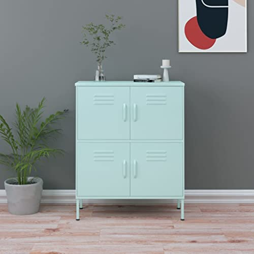 YITHOPI Lagerschrank,Freistehender Büroschrank Beistellschrank,Metallschrank Lagerschrank,für Unternehmen,Büro,Schule,Garage,Minzgrün 80x35x101,5 cm Stahl(Einfacher Zusammenbau)