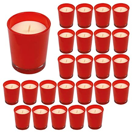 Votivkerzen Im Glas Ohne Duft 25 STK Glas Teelichter Wachs Teelicht Kerze Rot Teelichter