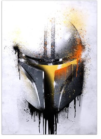 Displate Star Wars Metal Poster Magnetische Befestigung Offiziell Lizenziert Bilder Helmets Graffiti - Mandalorian Graffitti Helmet Poster Größe 67,5x48cm