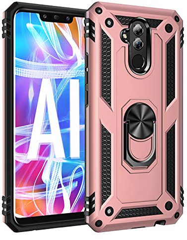 Asuwish Cover per Huawei Mate 20 Lite con Pellicola Vetro Temperato Vetrino Magnetica Anello Supporto Resistente Protettiva Protezione TPU Silicone Hawaii Mate20 20Lite SNE-LX1 Custodia Case Oro rosa