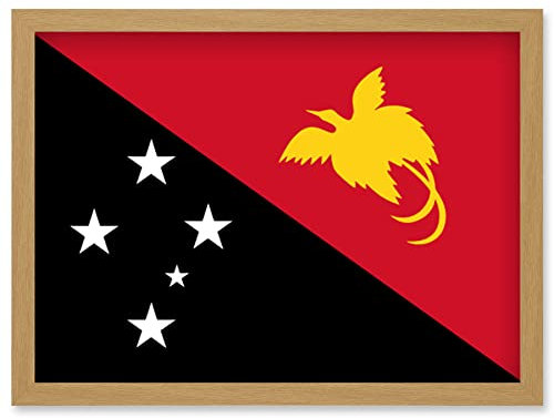 Artery8 Papua New Guinea National Flag Patriotic Vexillology World Flags Country Region Poster Artwork Framed Wall Art Print A4