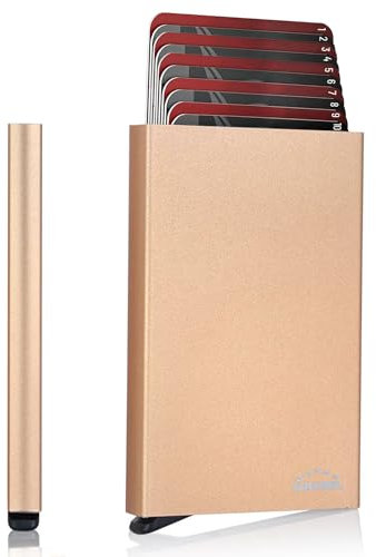 Porte Carte Bancaire Sécurise Anti Piratage Peut Ranger 8 a10 Cartes Femme et Homme Rigide Métalique en Aluminium-Porte Carte Credit Pop up en Métal avec Protection Anti RFID sans Contact OKKBEL