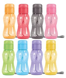 MILTON 8 pack 6 oz Kids Water Bottle for School Leak Free Flip Lid- Portable Small Sports Water Bottle for Adults Carry Strap Party Favors for Kids Treats Prizes Gifts Goodie Bag Stuffers Bulk Pack
