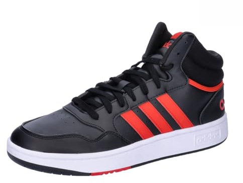 Adidas Homme Hoops 3.0 Mid Lifestyle Basketball Classic Vintage Shoes, Core Black/Better Scarlet/Cloud White, 42 EU