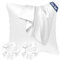 Seiwohl Satin Kissenbezug 80x80 2er Set, Weich wie Seidenkissenbezug Silk Pillowcase, Vegane Seide Kopfkissenbezug Kissenhülle Seidenkopfkissen für Haar und Haut mit Haargummis, Weiß