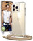 Vaykwo Handykette mit Band für Apple iPhone 14 Pro Max Hülle - Necklace Handyhülle - Transparente Case zum Umhängen mit Kameraschutz und Bildschirmschutz - Golden