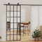 CIADAZ Schiebetür mit Beschlag, Schiebetüren, Saloontür, Scheunentor, Schiebetür Badezimmer, Raumspartüren, Schiebetür Schrank, Barn Door, Innentüren, ESG-Glas & Aluminium 76x205 cm