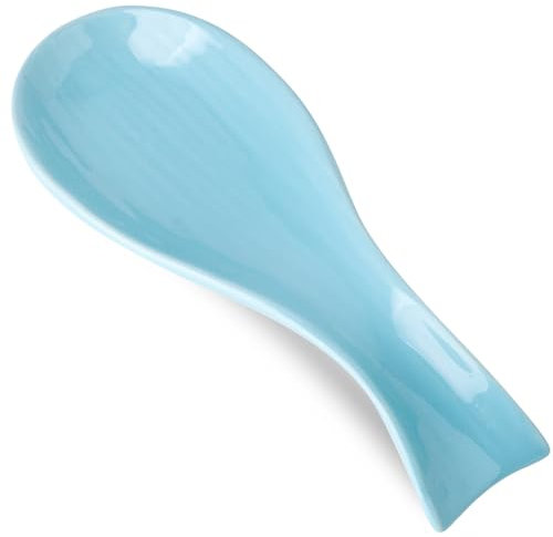Ceramic Spoon Holder for Stove Top, Large Cooking Spoon Rest for Kitchen Counter, Hasense 8.7 Inch Utensil Rest for Spatula, Ladle and Tong, Microwave Safe, Teal