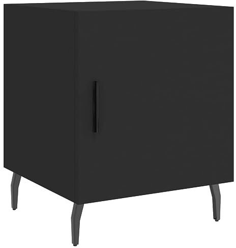 vidaXL Nachttisch, Nachtschrank mit viel Stauraum, Kommode für Schlafzimmer, Nachttischschrank Beistelltisch Aufbewahrung Nachtkästchen, Schwarz Holzwerkstoff