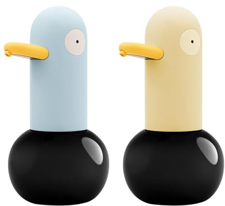 YWNYT Niedlicher automatischer Seifenspender, Cartoon-Ente, berührungslos, wiederaufladbar, 400 ml, 2 Stück