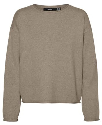VERO MODA Damen Vmgold Roll Ls O-Neck Pullover Strickpullover, Silver Mink/Detail:W. Melange, M