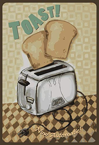 Ontrada Holzschild 12x18cm Toast Now Automatic Toaster Holz Schild