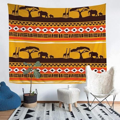 Pechiwuo Afrika Wandteppich Tier Wandbehang Tier Wandtuch Aesthetic mit Muster Wandteppiche 3D Tapisserie Tapestry für Schlafzimmer Wohnzimmer Wohnheim Deko 150 x 130 cm D2253