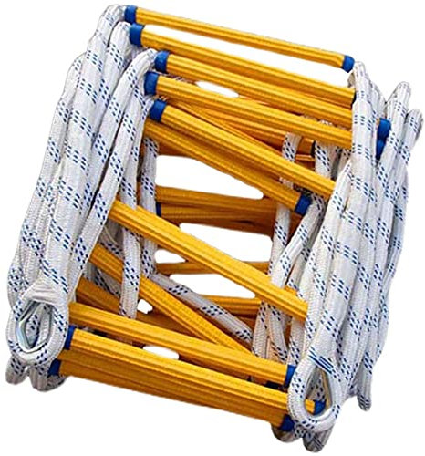 PHONME Erwachsene Seilleiter Sicherheitsleiter Weiche Leiter 3m 5m 8m 10m 15m 20m 30m Gewichtskapazität bis 420KG Flucht vom Fenster und Balkon mit Haken(Size:6m)