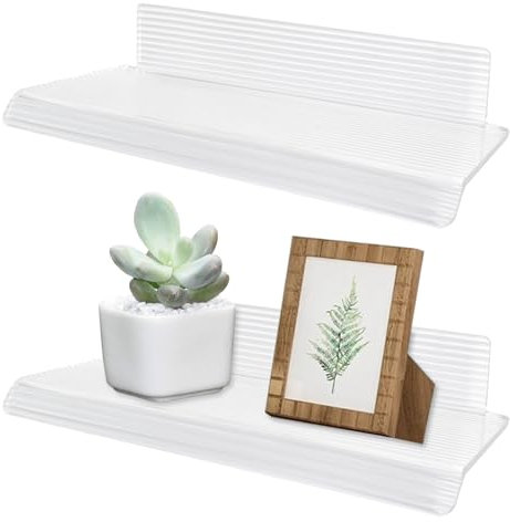 SAVOSWEET 2 Pcs Etagere Douche sans Percage, Transparent Etagere Murale Salle de Bain Acrylique, Support Douche Auto-AdhéSif, Douche pour Salle de Bain, Cuisine, Chambre
