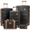 imiomo Kofferset 5tlg Hartschale mit 4 Rollen und TSA-Schloss Der Gepäcksets Enthält 1 Reisetasche und 1 Tragbare Tasche (Schwarz, 5PCS)