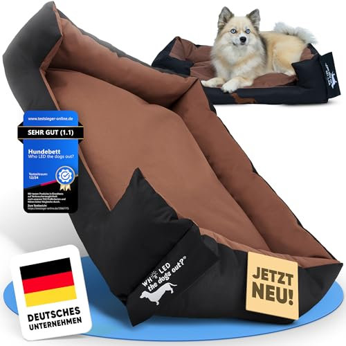 Who LED the dogs out?® Hundebett robust für große & kleine Hunde Welpen Senior [Hundebett waschbar] – Hundesofa Hundekorb Kissen hell dunkel - mittlere Hunde gepolstert - jetzt Farbe wählen