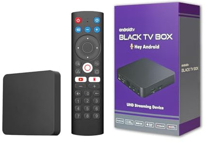 BOXPUT M5 Android TV Box, Android 10.0 TV Stick 2G 16G 4K, appareil de streaming double WiFi6 2.4G/5G BT5.2, avec télécommande Bluetooth d'isolation infrarouge vocale