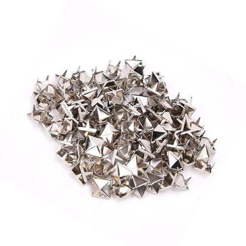 Fyearfly Taschenzubehör, quadratische Nieten, 9 mm, Messing, Kupfer, Taschenzubehör für Lederdekoration, Bastel-Kollektion, Silber, 100 Stück