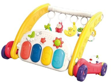 FLCPJGV Baby Laufauto mit Interaktiver Spielmatte Und Klavier für Aktivitäten Im Freien, Kaninchen Rot