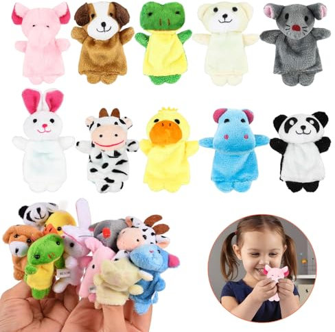 10 Stück Fingerpuppen,Liwein Niedliche Fingertiere Baby Story Time Requisiten Spielhandschuh Klein Tier Fingerpuppe Set für Geschichte Zeit Kindergeburstag Mitgebsel Fingerpuppen(Zehn Kleine Tiere)