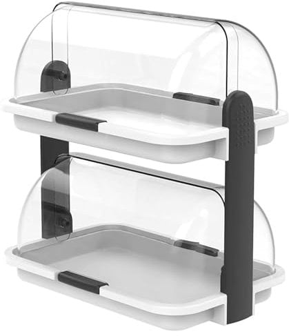 meberg Doppel Brotkasten Brotbox 30x20x35,5 cm. Frischhaltebehälter. Partybox. Gebäckbehälter Buffet Vitrine Lebensmittelbehälter Obstbehälter spülmaschinengeeignet BPA frei leicht zu reinigen