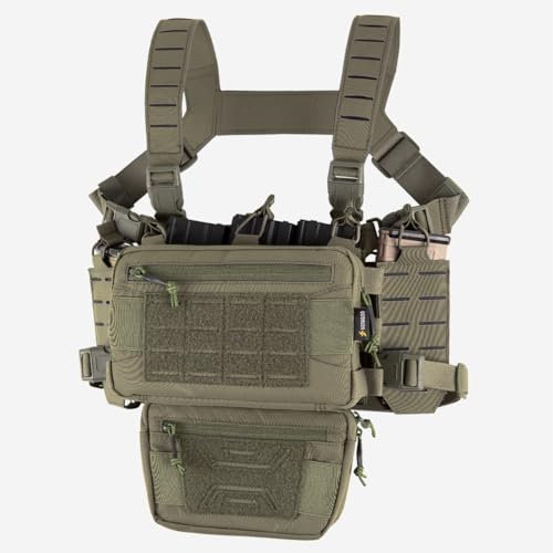 Paintball Brustschützer - Taktische Weste, Molle Modular Micro Fight Plattenträger Chest Rig (Green)