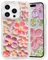 Urarssa Case for iPhone 15 Pro Max, Cute Colorful Oil Painting Printed Flower Floral Girly Protective Case, Bling Glitter Camera Lens Protection Glossy Durable Phone Cover for Women Girls, Blue