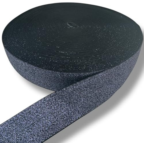 Nähmit Glitzer Gummiband Bundgummi - 40mm breit Meterware