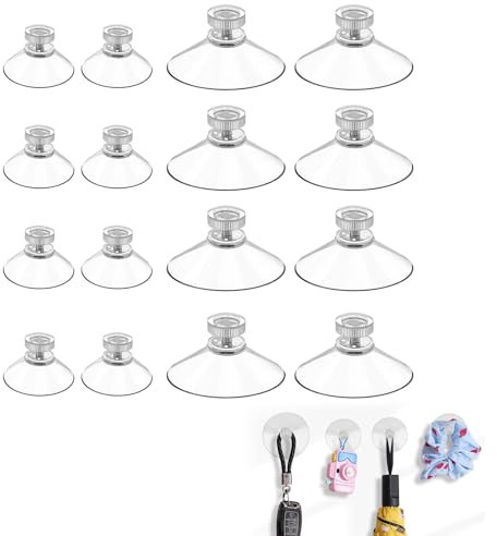 16 Stück Saugnapf Mit Gewinde Set 8 Stk 50mm Saugknöpfen Und 8 Stk 30mm,Saugnapf,Saugnäpfe Mit Gewinde,Saugknöpfe,Saugnäpfe Für Fenster,Saugnäpfe Für Glasplatten,Saugnäpfe Mit Haken,Saugnapf Haken