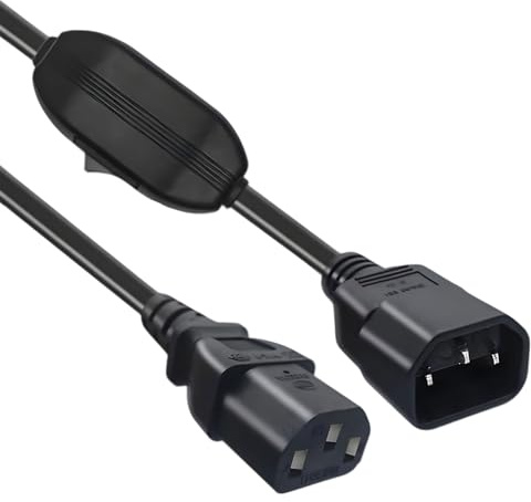 Kaltgerätekabel mit Schalter, 30cm IEC320 C14 zu C13 AC Netzteil, mit Schalterkabel C13 Innenkern zu C14 Außenkern PDU Verlängerungskabel, 10A/250V Schalter Netzkabel für Computer LED HDTV Displays