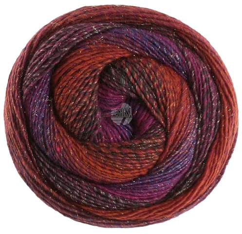 LANA GROSSA Gomitolo Gala| Dochtgarn im Farbverlauf mit dezentem Lurex-Effekt | Handstrickgarn aus 60% Schurwolle, 38% Polyacryl & 2% Polyester | 200g Wolle zum Stricken & Häkeln | 700m,FB 4029