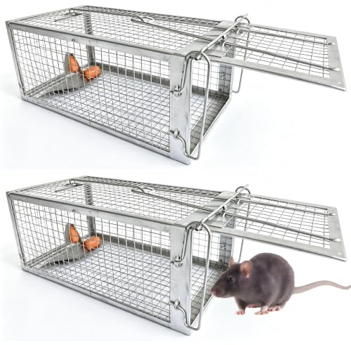 Trampa para Ratones Vivo, 2Pcs XXL Trampas Ratas para Interiores y Exteriores Sin Matar Cepos para Ratones Reutilizable, Sin Mecanismo de Liberación Táctil para Cocina Jardín - 31 x17 x13.5 cm