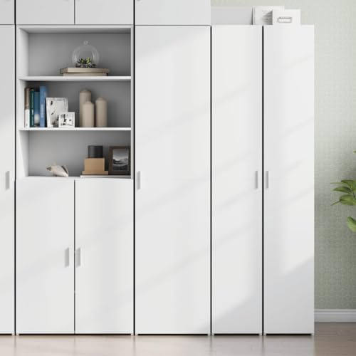 THOYTOUI Highboard mit Fächern und Türen, moderner Holzwerkstoff Weiß Finish, für Schlafzimmer und Wohnzimmer, 45x42,5x185 cm